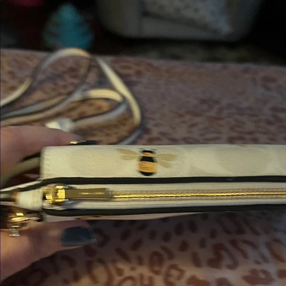 Coach White Bee Print Crossbody Phone Pouch